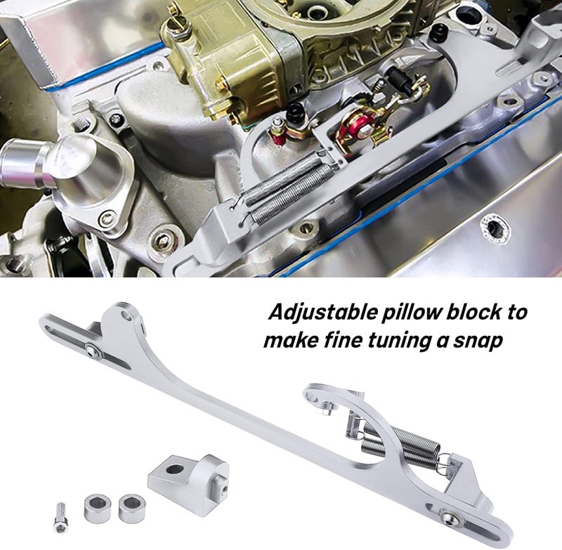 Endxedo Throttle Cable Bracket for 4150 4160 Series Adjustable Carburetor Bracket Aluminum Throttle Brackets (Silver) - Image 2
